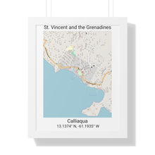 Load image into Gallery viewer, Calliaqua St. Vincent and the Grenadines Map Framed Print Poster, City Map Print Poster. Framed Vertical Poster
