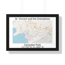 Load image into Gallery viewer, Campden Park St. Vincent and the Grenadines Map Framed Print Poster, Framed Vertical Poster Framed Horizontal Poster