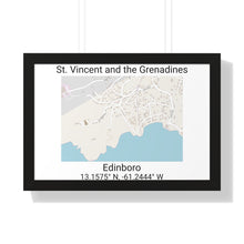Load image into Gallery viewer, Edinboro St. Vincent and the Grenadines Map Framed Print Poster, City Map Print Poster, Framed Vertical Poster Framed Horizontal Poster