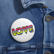 Load image into Gallery viewer, Color Pop Hippie LOVE Pin – Bright Comic-Style Positivity Badge