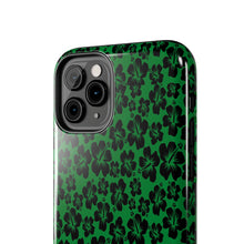 Load image into Gallery viewer, Black Hibiscus on Green iPhone Tough Phone Cases