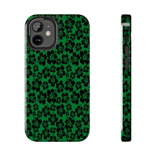 Load image into Gallery viewer, Black Hibiscus on Green iPhone Tough Phone Cases
