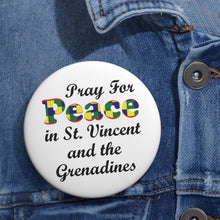 Load image into Gallery viewer, Pray for Peace in St Vincent and the Grenadines Pin – National Colors Checkered Lettering
