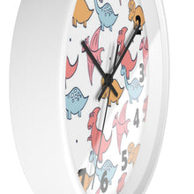 Load image into Gallery viewer, Adorable Prehistoric Dino Party Wall Clock – Cute Pink, Blue & Orange Dinosaurs Wall Clock