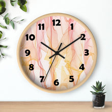 Load image into Gallery viewer, Pastel Wisps Wall Clock, Pink and Orange Wave Wall Clock