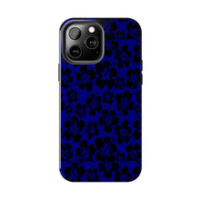 Load image into Gallery viewer, Black Hibiscus on Blue iPhone Tough Phone Cases