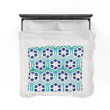 Load image into Gallery viewer, Blue Hexagon Velveteen Plush Blanket