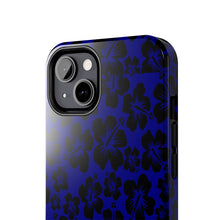 Load image into Gallery viewer, Black Hibiscus on Blue iPhone Tough Phone Cases