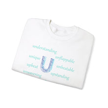 Load image into Gallery viewer, U Alphabet Sweatshirt, Motivational, Optimistic, Mental Health Alphabet Initial "U" Unisex Heavy Blend™ Crewneck Sweatshirt, Self-affirming Sweatshirt