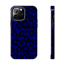 Load image into Gallery viewer, Black Hibiscus on Blue iPhone Tough Phone Cases