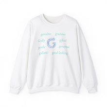 Load image into Gallery viewer, G Alphabet Sweatshirt, Motivational, Optimistic, Alphabet Initial "G", Mental Health Unisex Heavy Blend™ Crewneck Sweatshirt, Self-affirming shirt