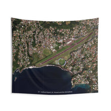 Load image into Gallery viewer, St. Vincent and the Grenadines E.T. Joshua Airport Indoor Wall Tapestry, E.T. Joshua Airport Map Wall Art, E.T. Joshua Airport Satellite Map Tapestry