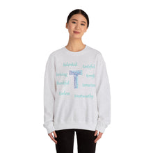Load image into Gallery viewer, T Alphabet Sweatshirt, Alphabet Initial "T", Mental Health, Motivational, Optimistic Unisex Heavy Blend™ Crewneck Sweatshirt, Self-affirming Sweatshirt