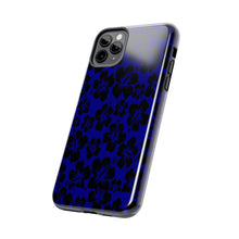 Load image into Gallery viewer, Black Hibiscus on Blue iPhone Tough Phone Cases