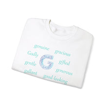 Load image into Gallery viewer, G Alphabet Sweatshirt, Motivational, Optimistic, Alphabet Initial "G", Mental Health Unisex Heavy Blend™ Crewneck Sweatshirt, Self-affirming shirt