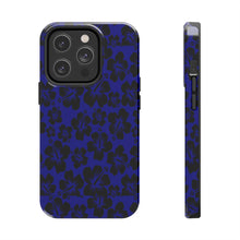 Load image into Gallery viewer, Black Hibiscus on Blue iPhone Tough Phone Cases