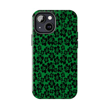 Load image into Gallery viewer, Black Hibiscus on Green iPhone Tough Phone Cases