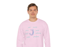 Load image into Gallery viewer, J Alphabet Sweatshirt, Alphabet Initial "J" Unisex Heavy Blend™ Mental Health, Optimistic, Motivational Crewneck Sweatshirt, Self-affirming Sweatshirt