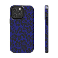 Load image into Gallery viewer, Black Hibiscus on Blue iPhone Tough Phone Cases
