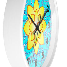 Load image into Gallery viewer, Yellow Lily on Blue Marble Wall Clock, Lotus Flower Wall Clock
