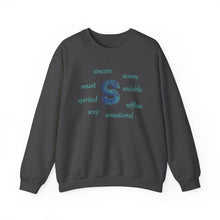 Load image into Gallery viewer, S Alphabet Sweatshirt, Alphabet Initial "S" Motivational, Optimistic, Mental Health Unisex Heavy Blend™ Crewneck Sweatshirt, Self-affirming Sweatshirt