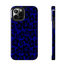 Load image into Gallery viewer, Black Hibiscus on Blue iPhone Tough Phone Cases