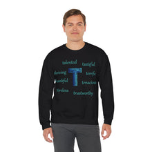 Load image into Gallery viewer, T Alphabet Sweatshirt, Alphabet Initial "T", Mental Health, Motivational, Optimistic Unisex Heavy Blend™ Crewneck Sweatshirt, Self-affirming Sweatshirt