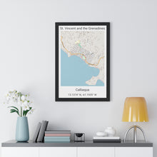 Load image into Gallery viewer, Calliaqua St. Vincent and the Grenadines Map Framed Print Poster, City Map Print Poster. Framed Vertical Poster