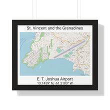Load image into Gallery viewer, framed map poster of E.T. Joshua Airport in St. Vincent and the Grenadines