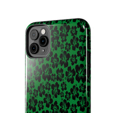 Load image into Gallery viewer, Black Hibiscus on Green iPhone Tough Phone Cases