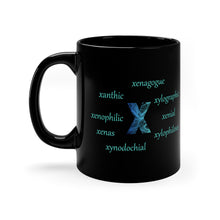 Load image into Gallery viewer, X Alphabet 11oz Mug, Initial Letter X Mug, Self-affirming Mug, Mental Health Black Coffee Mug, Motivation Mug