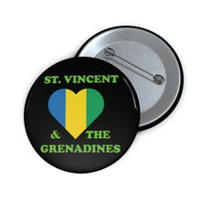 Load image into Gallery viewer, St. Vincent & the Grenadines Heart Pin – Black Background Caribbean Pride Accessory