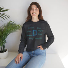 Load image into Gallery viewer, D Alphabet Sweatshirt, Motivational, Alphabet Initial "D" Optimistic, Mental Health Unisex Heavy Blend™ Crewneck Sweatshirt, Self-affirming Sweatshirt