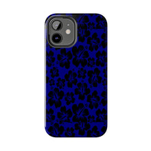 Load image into Gallery viewer, Black Hibiscus on Blue iPhone Tough Phone Cases