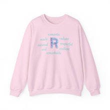 Load image into Gallery viewer, R Alphabet Sweatshirt, Alphabet Initial "R" Motivational, Optimistic, Mental Health Unisex Heavy Blend™ Crewneck Sweatshirt, Self-affirming Sweatshirt