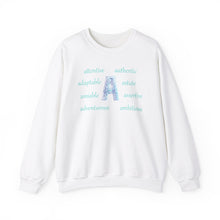 Load image into Gallery viewer, A Alphabet Sweatshirt, Motivational, Alphabet Initial "A" Unisex Heavy Blend™ Mental Health, Optimistic Crewneck Sweatshirt, Self-affirming Sweatshirt