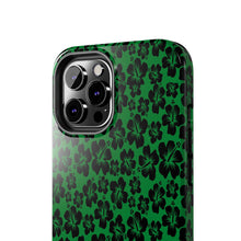 Load image into Gallery viewer, Black Hibiscus on Green iPhone Tough Phone Cases