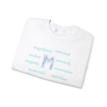 Load image into Gallery viewer, M Alphabet Sweatshirt, Optimistic, Mental Health, Motivational Alphabet Initial "M" Unisex Heavy Blend™ Crewneck Sweatshirt, Self-affirming Sweatshirt