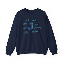 Load image into Gallery viewer, J Alphabet Sweatshirt, Alphabet Initial "J" Unisex Heavy Blend™ Mental Health, Optimistic, Motivational Crewneck Sweatshirt, Self-affirming Sweatshirt