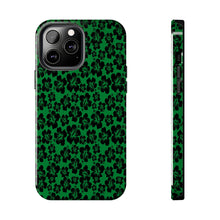 Load image into Gallery viewer, Black Hibiscus on Green iPhone Tough Phone Cases