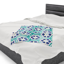 Load image into Gallery viewer, Blue Hexagon Velveteen Plush Blanket