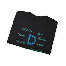Load image into Gallery viewer, D Alphabet Sweatshirt, Motivational, Alphabet Initial "D" Optimistic, Mental Health Unisex Heavy Blend™ Crewneck Sweatshirt, Self-affirming Sweatshirt