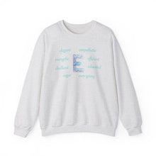 Load image into Gallery viewer, E Alphabet Sweatshirt, Alphabet Initial "E" Unisex Heavy Blend™ Mental Health, Motivational, Optimistic Crewneck Sweatshirt, Self-affirming Sweatshirt