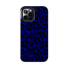 Load image into Gallery viewer, Black Hibiscus on Blue iPhone Tough Phone Cases