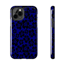 Load image into Gallery viewer, Black Hibiscus on Blue iPhone Tough Phone Cases