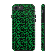 Load image into Gallery viewer, Black Hibiscus on Green iPhone Tough Phone Cases