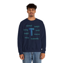 Load image into Gallery viewer, T Alphabet Sweatshirt, Alphabet Initial "T", Mental Health, Motivational, Optimistic Unisex Heavy Blend™ Crewneck Sweatshirt, Self-affirming Sweatshirt