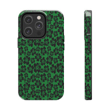 Load image into Gallery viewer, Black Hibiscus on Green iPhone Tough Phone Cases