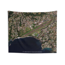 Load image into Gallery viewer, St. Vincent and the Grenadines E.T. Joshua Airport Indoor Wall Tapestry, E.T. Joshua Airport Map Wall Art, E.T. Joshua Airport Satellite Map Tapestry