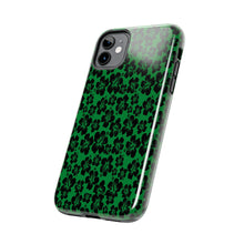 Load image into Gallery viewer, Black Hibiscus on Green iPhone Tough Phone Cases